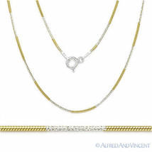 1mm Snake Link .925 Sterling Silver 2-Tone 14k Yellow Gold-Plated Chain Necklace - £20.95 GBP+