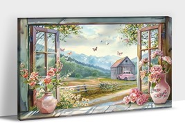 Farmhouse Butterfly Pink Flower Vase Truck Wall Art Home Decor Poster Pr... - $8.39+
