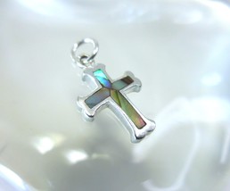 Jezlaine Sterling Silver Abalone Inlay Cross Charm - €6,45 EUR
