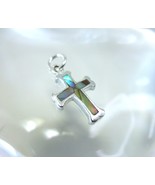 Jezlaine Sterling Silver Abalone Inlay Cross Charm - $7.60