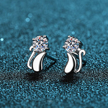 Kitten Round Cut 0.3 Carat Moissanite S925 Stud Earrings - $65.00