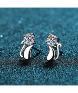 Kitten Round Cut 0.3 Carat Moissanite S925 Stud Earrings - $65.00