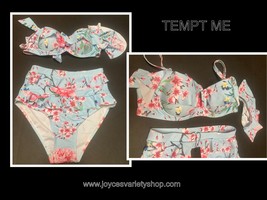 TEMPT ME Two Piece Swimsuit Floral Size S Multi-Color Padded 30B - £11.84 GBP