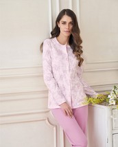 Pyjamas Ouvert De Femme Manches Longues En Interlock Coton Chaud Linclalor 92769 - £28.62 GBP