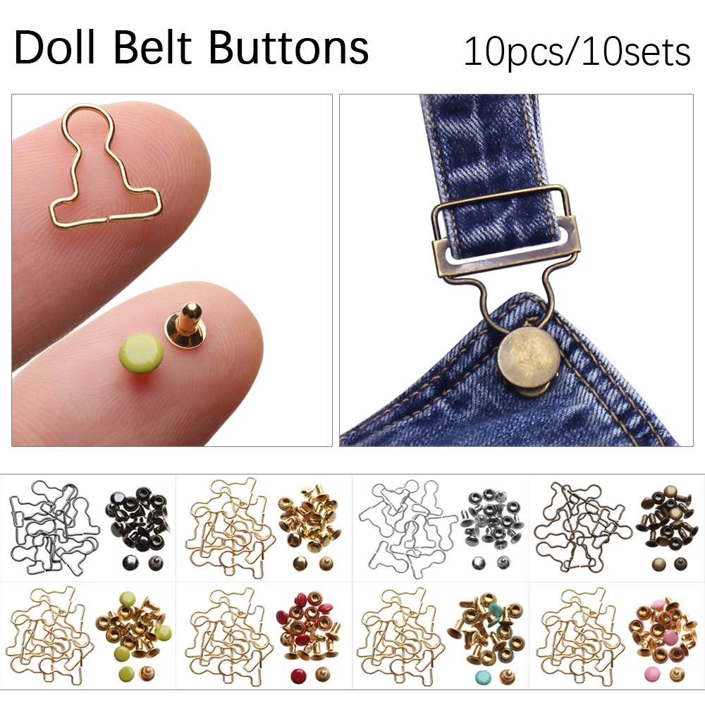10sets Mini Doll Belt Buttons Doll Clothes DIY Metal Buckle Fit for 1/6 ... - £8.82 GBP+
