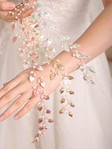 Bridal Hair Accessories Handmade Leaf Pearl Headband Wedding Belt Rose Gold - £9.82 GBP