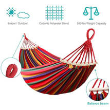 1-2 Person Fabric Hammock with Tree Straps 264lbs Capacity Stripe Hammoc... - $18.59+