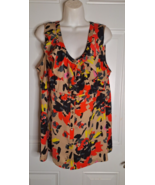LANE BRYANT Sleeveless Multicolor Ruffled Neckline Button-Down Blouse Si... - $10.38 CAD