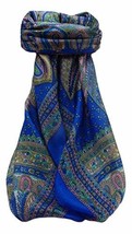 Mulberry Silk Traditional Square Scarf Ankita Blue by Pashmina &amp; Silk - £19.46 GBP