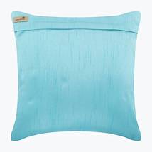 Metallic Beaded Blue Pillows Cover, Art Silk 16x16 Cushion Covers, Aqua Center - £28.43 GBP+