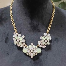 J. Crew Womens Fashion Green Rhinestone Crystal Floral Necklace with Lobster - £27.97 GBP