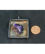 Pewter Jorgen Jensen Denmark 300 B Square Chevron Amethyst Stone Pendant - £56.20 GBP