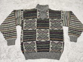 Vintage Croft &amp; Barrow M Sweater 1/4 Zip Nordic Geometric Fair Isle Wool... - £19.59 GBP