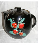 Vintage Stoneware Biscuit Barrel Cookie Jar Ransbottom Shawnee Strawberries - $62.86