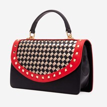 The Dosso Black and Gold Handwoven Leather Handbag image 5