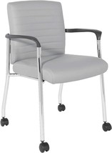 Office Star Grey Faux Leather Guest Chair With Chrome Frame. - £165.01 GBP