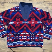 Vtg Polo Ralph Lauren XXL Red Navajo Aztec Southwestern Fleece 1/4 Zip P... - $2,760.72 MXN
