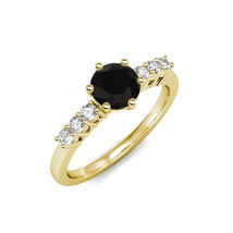 2.50 Carat Black AAA Diamond Bridal Solitaire Ring Set 14K Solid Yellow Gold - £514.38 GBP