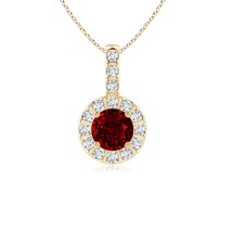 ANGARA Natural Ruby &amp; Diamond Pendant Necklace in 14K Yellow Gold (AAAA, 0.78Ct) - £2,135.84 GBP