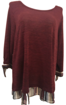 Chenault Women&#39;s Burgundy PLUS SIZE 22/24 TUNIC NEW 3/4 Sleeve Striped A... - £19.31 GBP