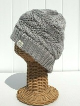 Horizontal Braided Kint Mixed silver thread High Bun Beanie Hat Recycled #W - £6.04 GBP