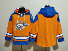 Men&#39;s Oklahoma City Thunder Blank Orange Blue Lace-Up Pullover Hoodie - $1,425.21 MXN