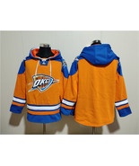 Men&#39;s Oklahoma City Thunder Blank Orange Blue Lace-Up Pullover Hoodie - $1,440.35 MXN