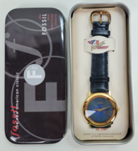 Vtg 1990s Fossil Galaxy Prismatic Gold Blue Green Watch Faceted Crystal ... - £31.75 GBP