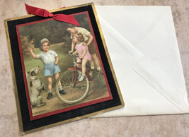 1937 Vtg Adelaide Heibel Traffic Cop Children Terrior Dog Bike Calendar Art Prnt - £37.67 GBP