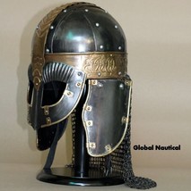 Medieval Handcrafted Viking chainmail helmet brass fitting helmet - £75.59 GBP