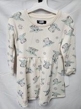 Toddler Girls' Baby Yoda Grogu Skater Dress-Cream 4T Ivory Warm Winter Star Wars image 2