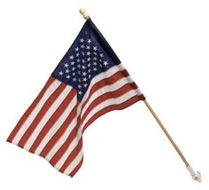 2 1/2-Ft by 4-Ft Embroidered Nylon US Flag Kit w/ 5-Foot Wood Pole &amp; Bracket - £48.74 GBP
