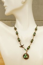 Artisan Jewelry Hand Crafted Mother&#39;s Day Necklace Bird Nest Turquoise Bead Eggs - £43.35 GBP