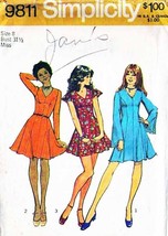 Vintage 1971 Misses&#39; Princess-Style DRESS Simplicity Pattern 9811-s Size 8 - £9.57 GBP