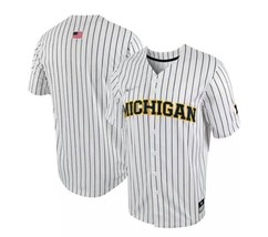 Nike Michigan Wolverines Full Button Pinstripe Baseball Jersey Mens Size S White - £65.09 GBP