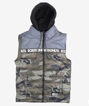 Ecko Unltd Men’s Large Camo Puffer Vest LARGE Hooded Full ZIp - £35.84 GBP