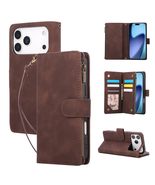 Case for iPhone 16 Plus (Color: COFFEE) Flip Zipper Leather Wallet Back ... - $84.84 CAD