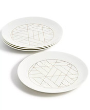 HOTEL COLLECTION Set of 4 8.5&quot; Coupe gold-tone geometrics Salad Plates NEW - £19.65 GBP