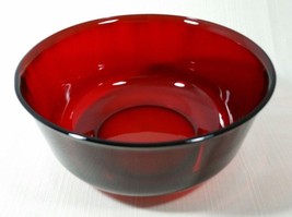 Vintage Arcoroc Classique Ruby Red Round Glass Salad Bowl with Rim Serving Bowl - £23.97 GBP