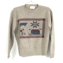 College Point VTG 70s Womens Sweater Barn Quilt Sheep Motif Gorpcore M - $44.55