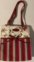 Longaberger Holiday Red Stripe Poinsettia Pine Cone Small Tote or Lunch Bag - $14.84