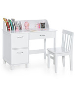 Kids Wooden Writing Desk &amp; Chair Set w/ Pull-out Drawer &amp; 2 Deep Cabinet... - £251.04 GBP