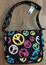 BELVAH Quilted Messenger Bag Purse Peace Signs  Pink NWT Crossbody - $410.91 MXN
