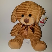 NEW Hugfun Brown Ribbed Puppy Dog Plush 10.5&quot; Stuffed Animal Toy Lovey - £19.74 GBP