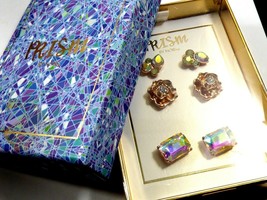 Prism by Noir gift box set of 3 pair of stud earrings Rose gold color &amp; Crystal  - £19.72 GBP