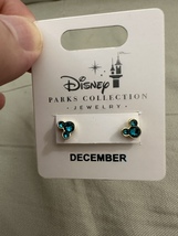 Disney Parks Mickey Mouse Faux Zircon December Birthstone Earrings Gold Color