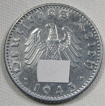 1943-A Germany 50 Reichspfennig AU Details Coin AE425 - $14.50