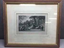 Vintage Eugene Lami &quot;The Champs Elysees&quot; Engraving Framed Matted - £21.02 GBP