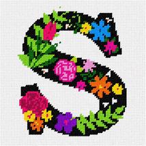 Pepita Needlepoint kit: Letter S Primary Floral, 7&quot; x 7&quot; - £40.09 GBP+
