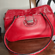 STYLISH CROCODILE PRINT RED SATCHEL - £15.42 GBP